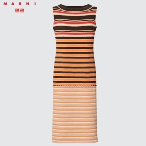 NWT MARNIxUNIQLO MERINO BLEND SLEEVELESS STRIPED KNITTED DRESS - Picture 2 of 5